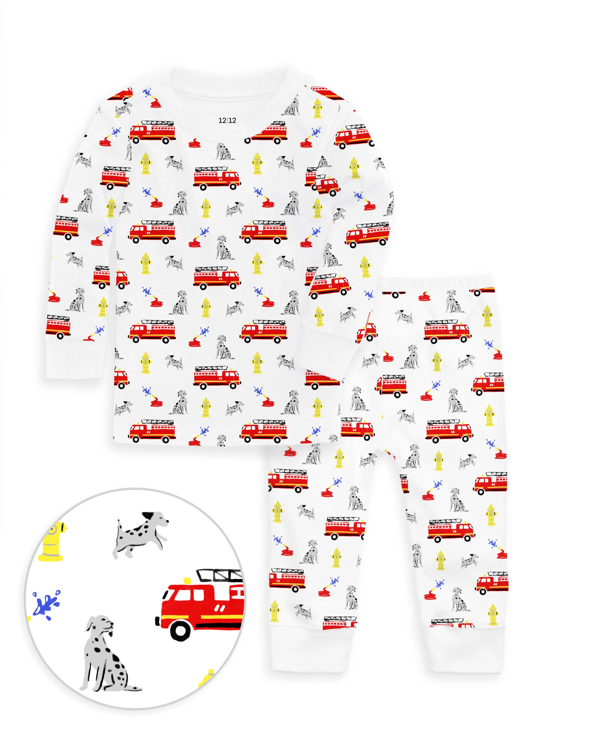 The Organic Long Sleeve Pajama Set [Fire Trucks] | 1212