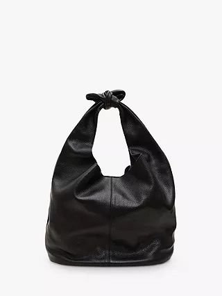 Phase Eight Leather Slouch Bag, Black | John Lewis (UK)