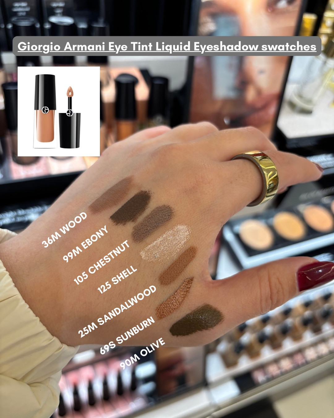 Giorgio Armani bestselling liquid eyeshadow swatches! 
These are gorgeous in person, very pigmented & super easy to blend! 
Certain shades are on sale on Macys’ website, linked below 🥰

Christmas gift, makeup, cyber Monday deals, gift idea, gift for a makeup lover 


#LTKFindsUnder50 #LTKHoliday #LTKGiftGuide