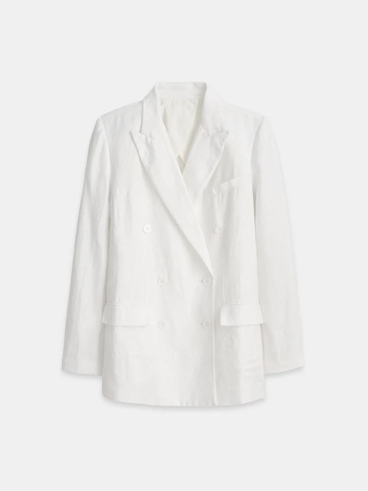 Anna Double Breasted Blazer In Linen | Alex Mill