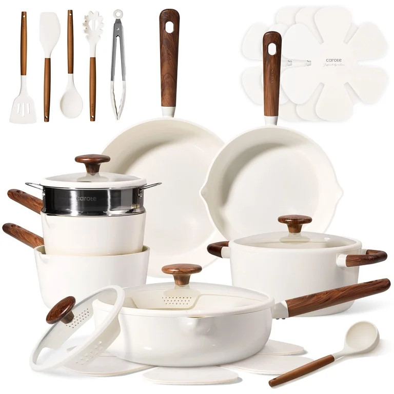 Carote 22-Piece Pots and Pans Set, Ceramic Nonstick Cookware Set with Steamer,Induction Compatibl... | Walmart (US)