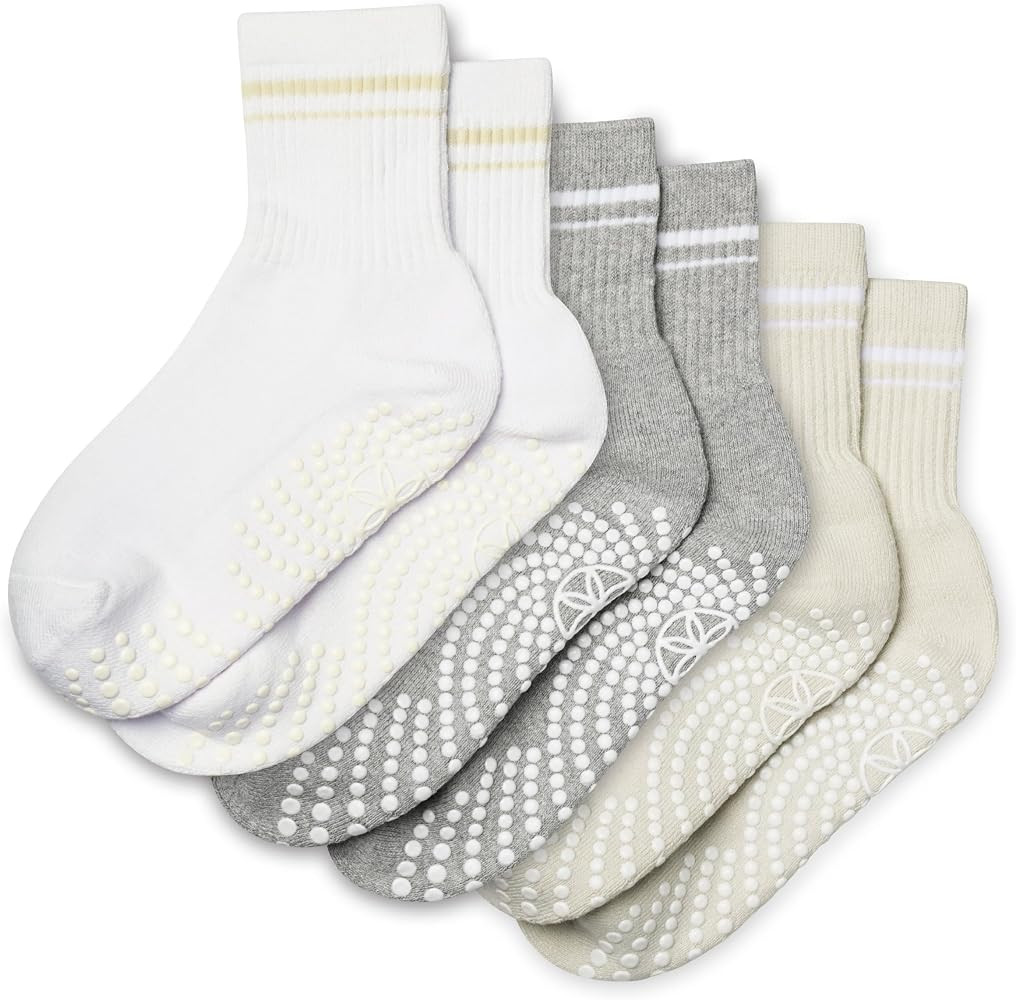Amazon.com: Gaiam Grippy Crew Socks with Silicone Grip Non-Slip Socks for Pilates, Yoga, Barre & Dance | Cotton Blend | 2-Pack or 3-Pack : Clothing, Shoes & Jewelry | Amazon (US)
