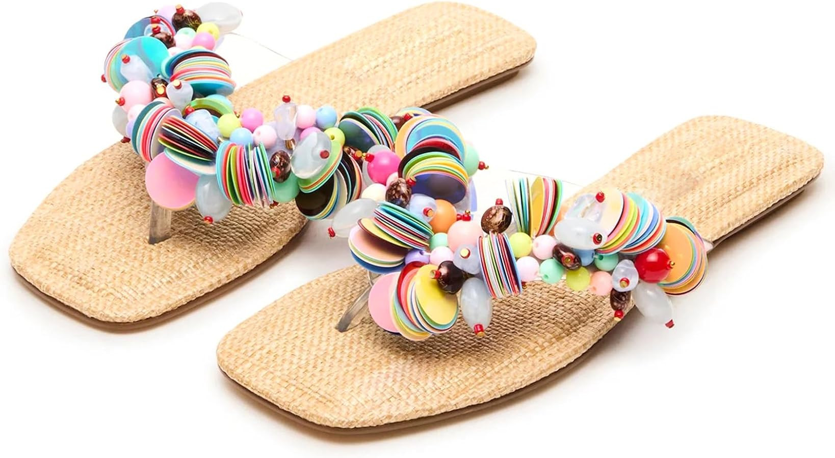 Flip Flops for Women Squared Open Toe Flat Sandals Slip On Thong Sandals Comfortable Summer Vacat... | Amazon (US)