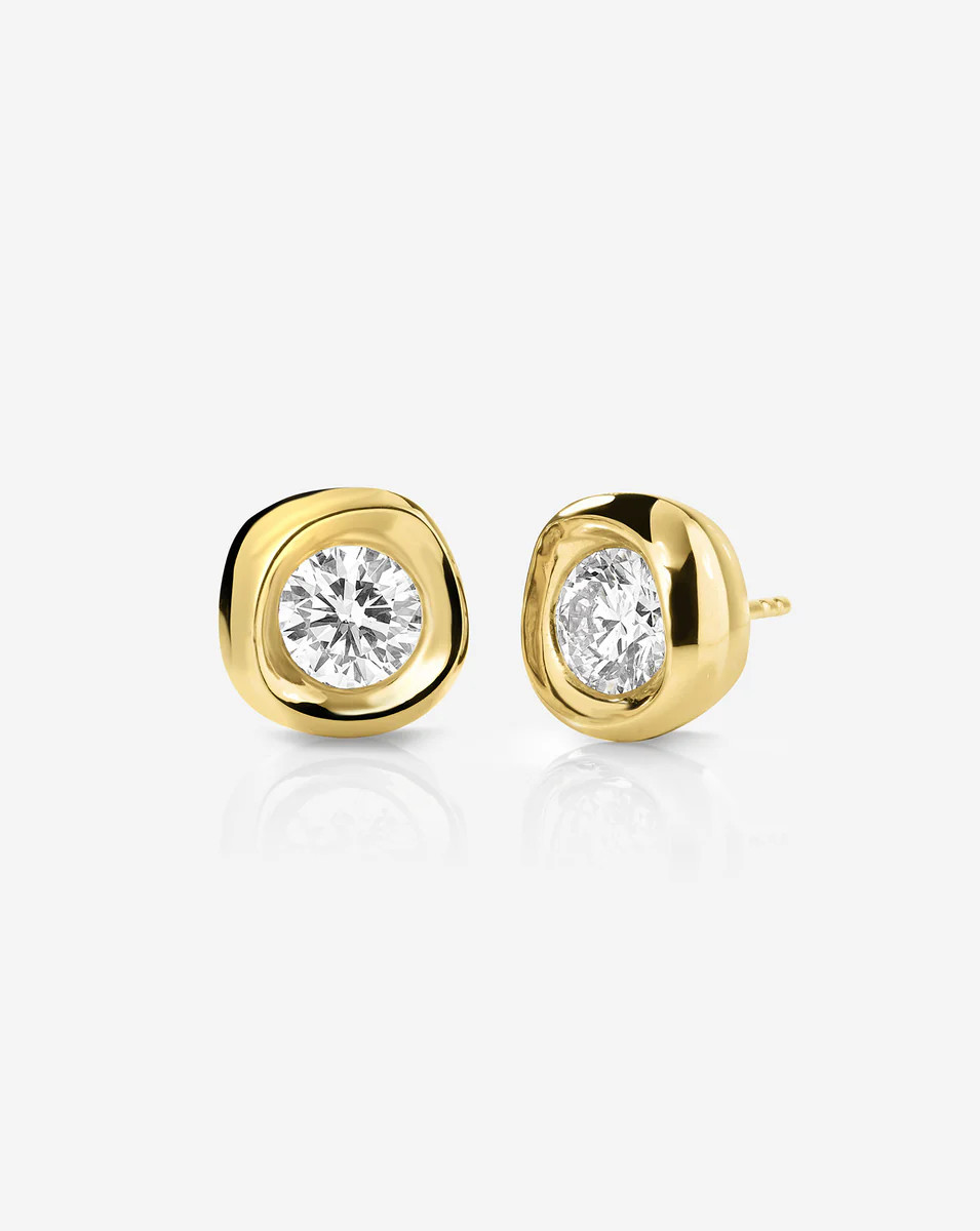 Organic Bezel Lab Diamond Studs | Ring Concierge
