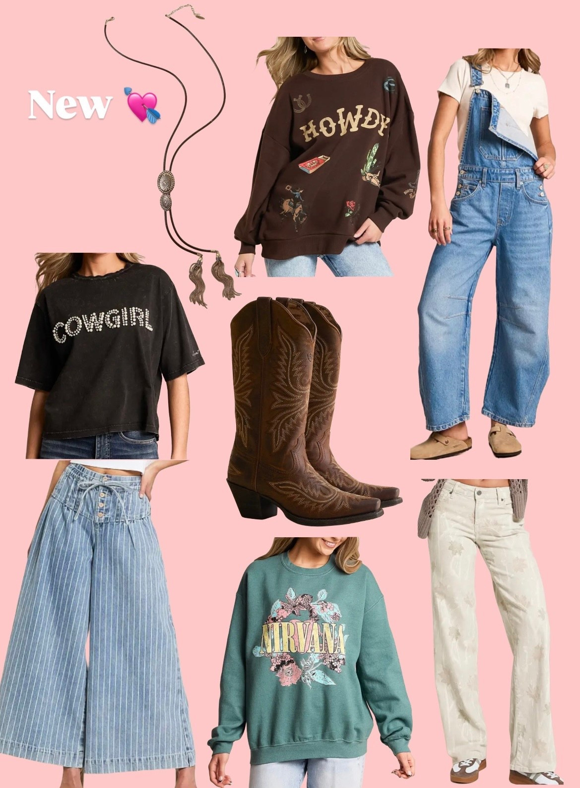 Newly added! Cozy sweatshirts, barrel overalls! Loving the bolo necklace and boots 😍

#LTKSeasonal #LTKGiftGuide