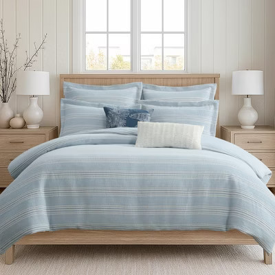Clayton Stripes Blue King Duvet Set - Levtex Home | Target