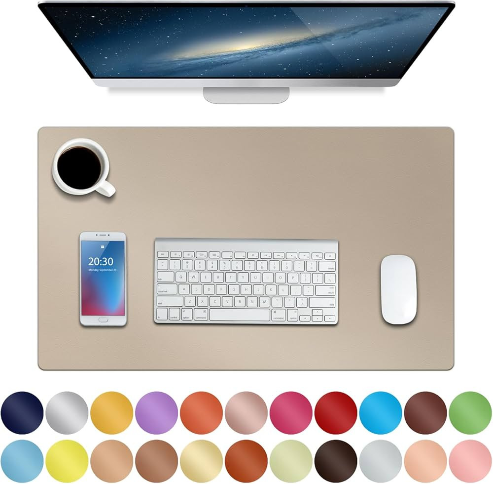 Boutilon Leather Desk Pad,Non-Slip Mouse Pad,Waterprooft Leather Gaming Desk Mat,Extended Table P... | Amazon (US)