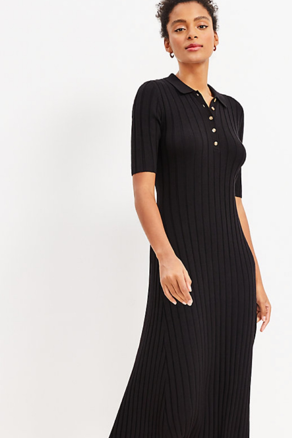 ribbed midi polo dress