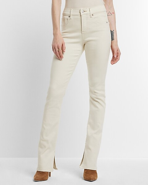 Mid Rise Cream Skyscraper Jeans | Express
