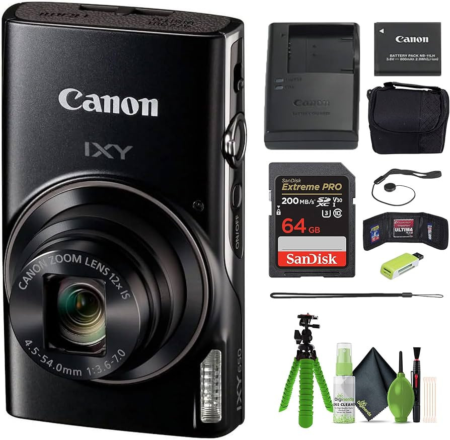 Canon PowerShot IXY 650 (ELPH 360) HS Compact Digital Camera 12x Optical Zoom IXY650 (Black) Bund... | Amazon (US)