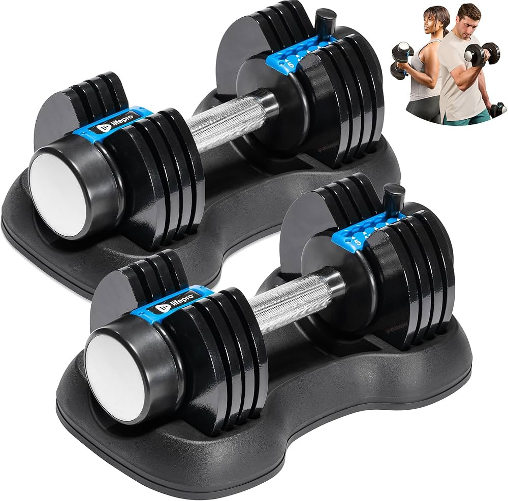 Amazon.com : LifePro Powerflow Plus Adjustable Dumbbell Set of 2 with Rack \u2013 5 to 25 lb Pair... | Amazon (US)
