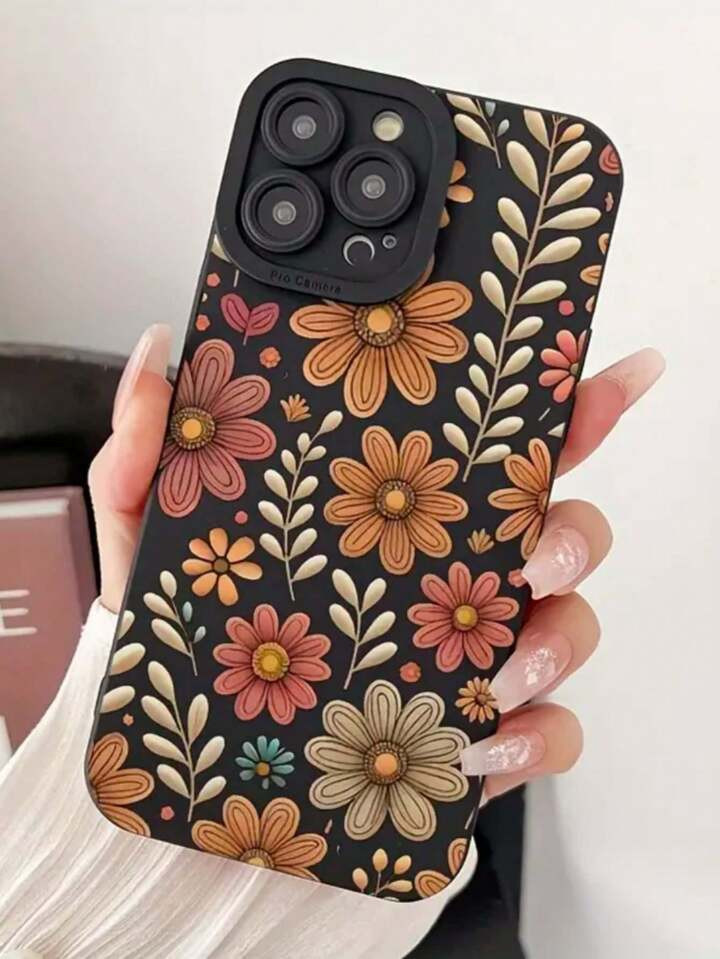 1pc New Creative Vintage Flower Pattern Phone Case Compatible With IPhone 16 Pro Max, IPhone 11/1... | SHEIN