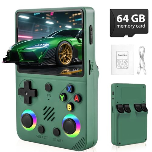 Colourbing RG36PRO Retro Handheld Game Console - Open Source System,3.5"IPS Screen,30,000+ Classic Games,64G TF card, 3000mAh Battery,Portable Console for Teen or Partner-Gift for Christmas -Green | Amazon (US)