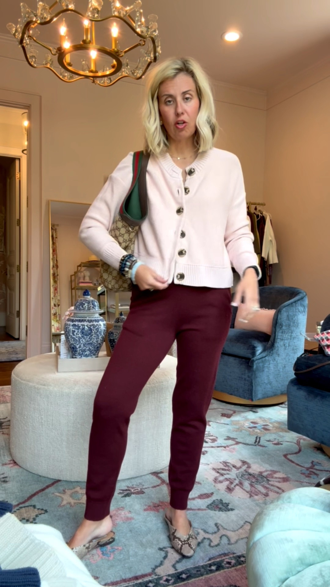I just love that Quince pieces come in so many colors. This viral cardigan is probably the most worn thing in my closet! 
Sizing:
Sweaters - xs
Jeans - 26 short 
Joggers - xs
Silk Tank - small
Pleated Skirt - xs