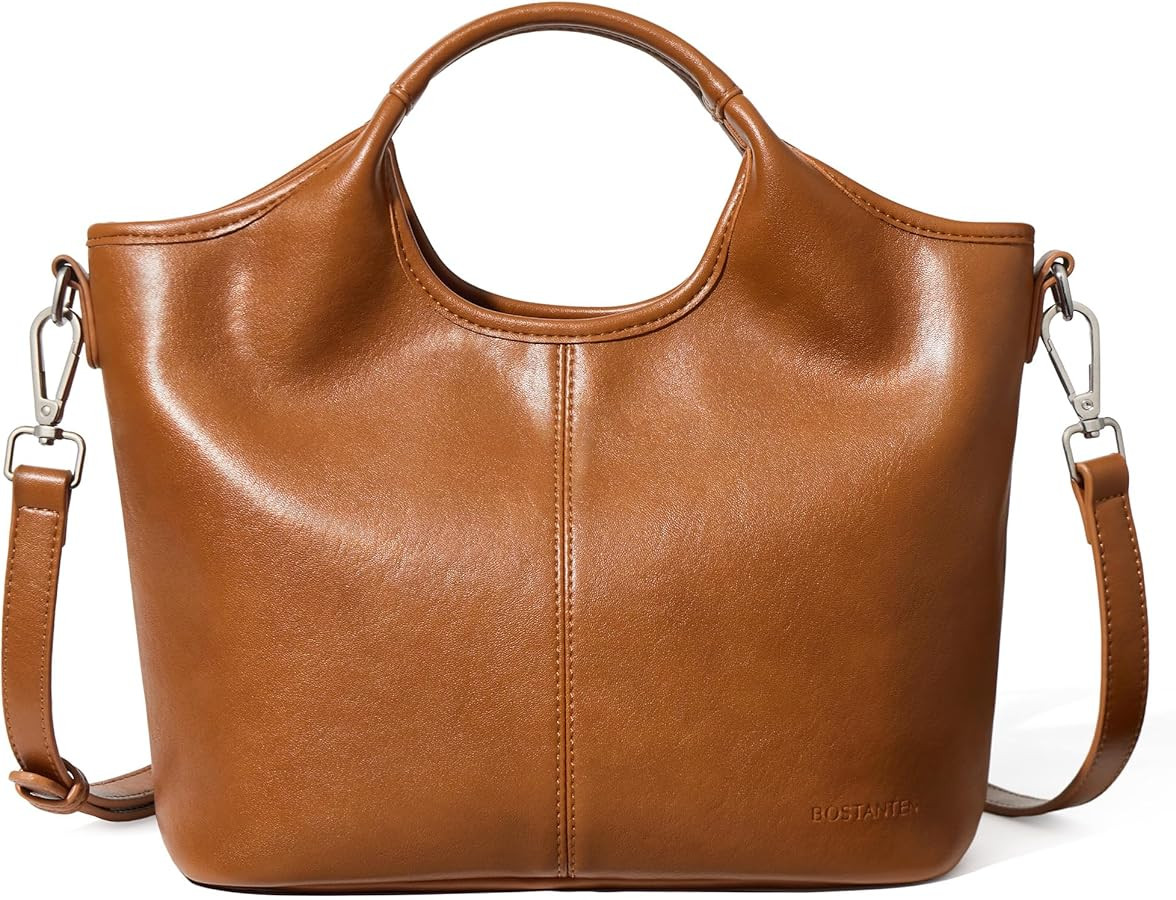 BOSTANTEN Vegan Leather Purses for Women Soft Top Handle Satchel Crossbody Zipper Handbag with De... | Amazon (US)
