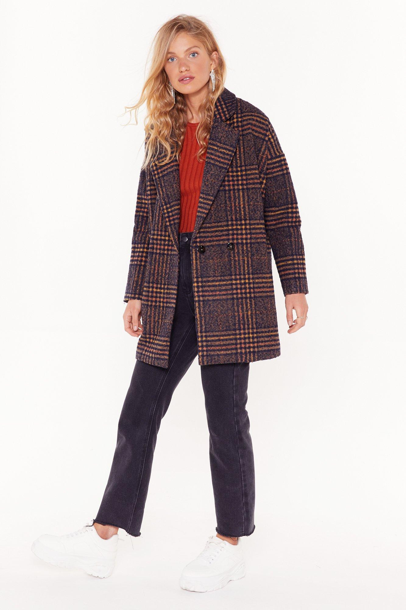 Womens I Want You So Plaid Oversized Coat - Navy | NastyGal (US & CA)