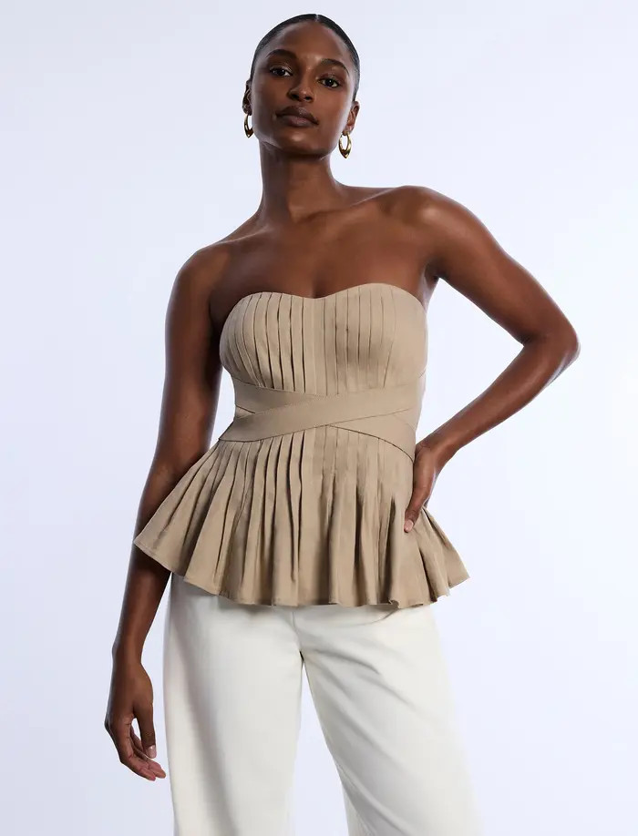 BCBGMAXAZRIA Stretch Linen Top | Nordstrom | Nordstrom