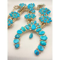 Huge Xl Sleeping Beauty Turquoise & Sterling Silver Squash Blossom, Signed D. Turquoise, 470 Grams | Etsy (US)