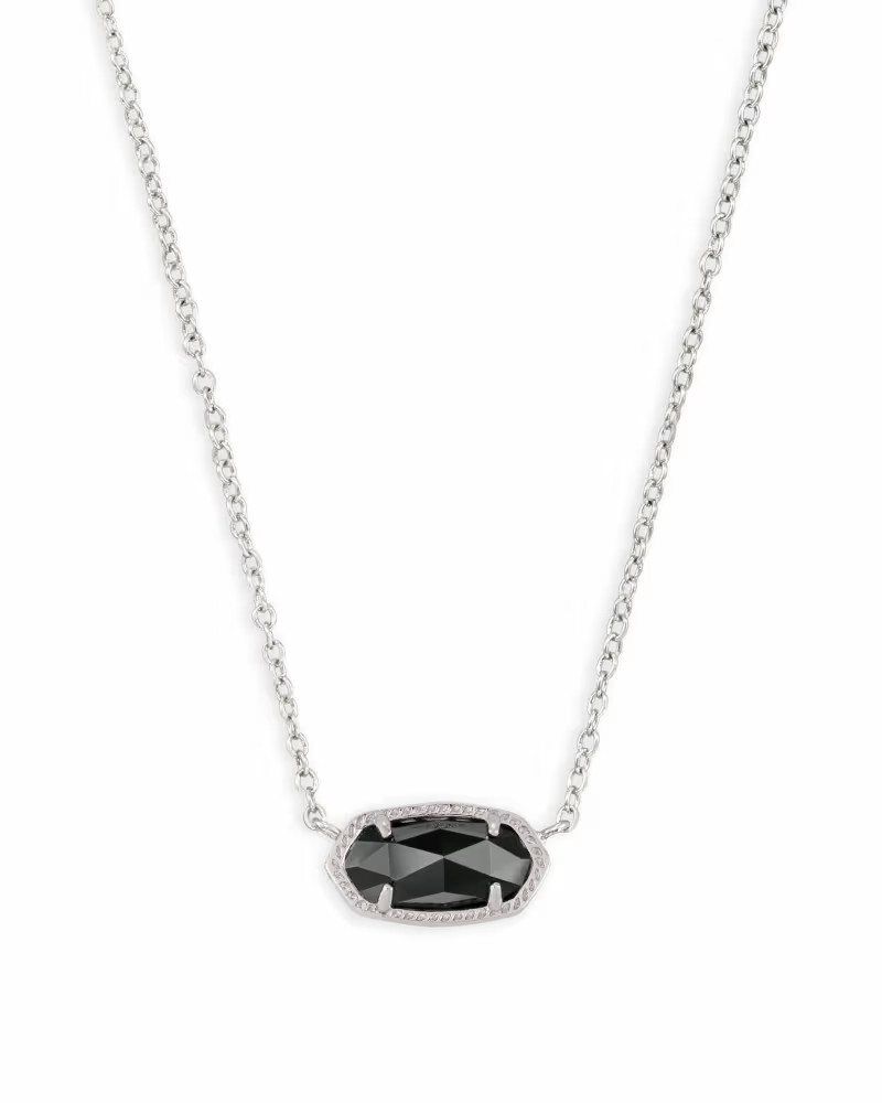 Elisa Silver Pendant Necklace in Black Opaque Glass | Kendra Scott