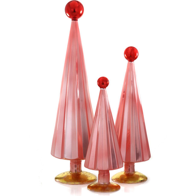 Pleated Tree, Pink Red Set of 3 | Maisonette