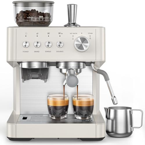 20 Bar Espresso Machine with Built-in Anti-Clog Coffee Grinder, Expresso Coffee Machines with Mil... | Amazon (US)