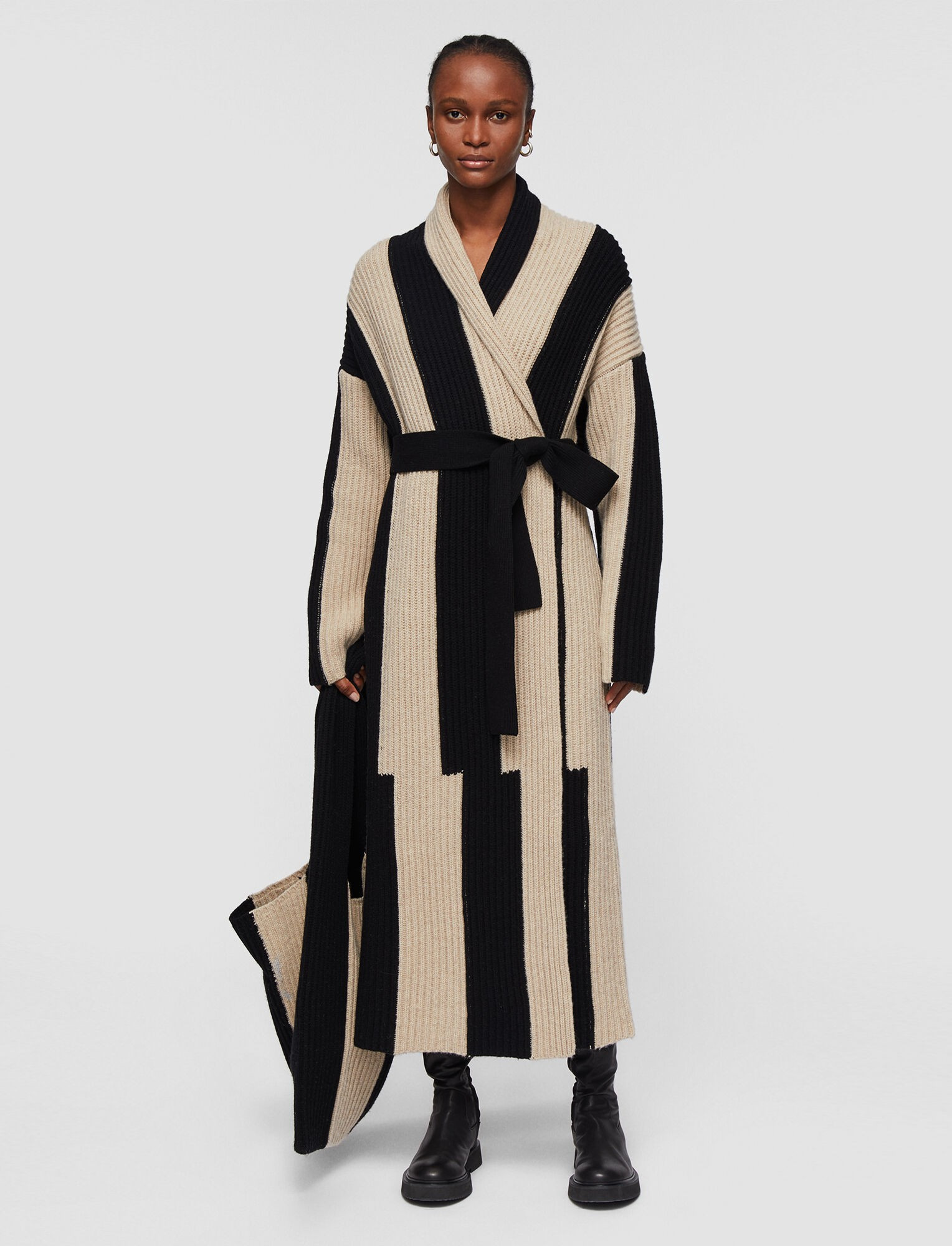 Cardigan Stitch Stripe Coat | Joseph