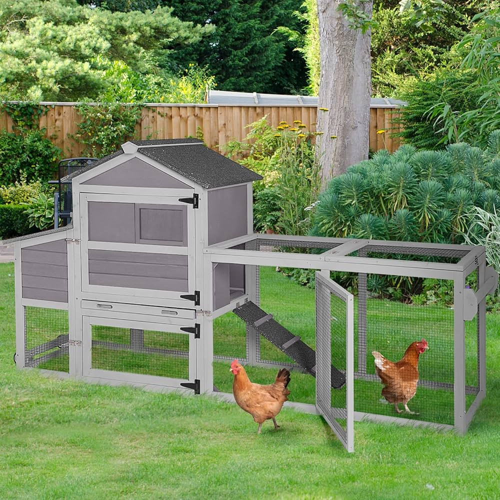 Aivituvin Chicken Coop On Wheels Mobile Hen House Outdoor Wooden Poultry Cage with Run for 2-4 Ch... | Amazon (US)