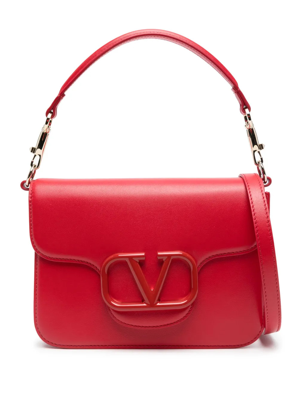 Valentino Garavani Locò Leather Shoulder Bag | Red | FARFETCH | Farfetch Global