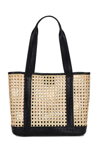 Lovestrength Natural Rattan Wicker Tote in Black from Revolve.com | Revolve Clothing (Global)