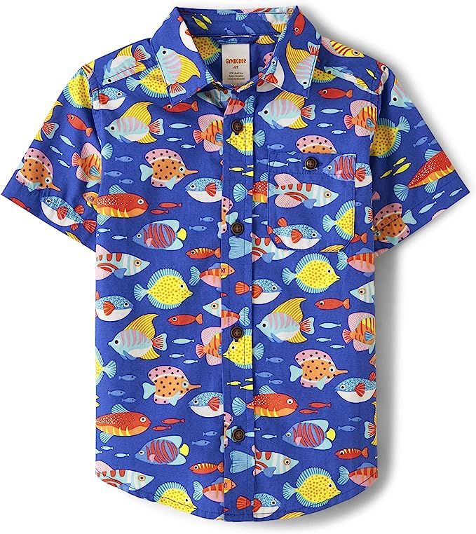 Gymboree Boys and Toddler Short Sleeve Button Up Dress Shirt | Amazon (US)
