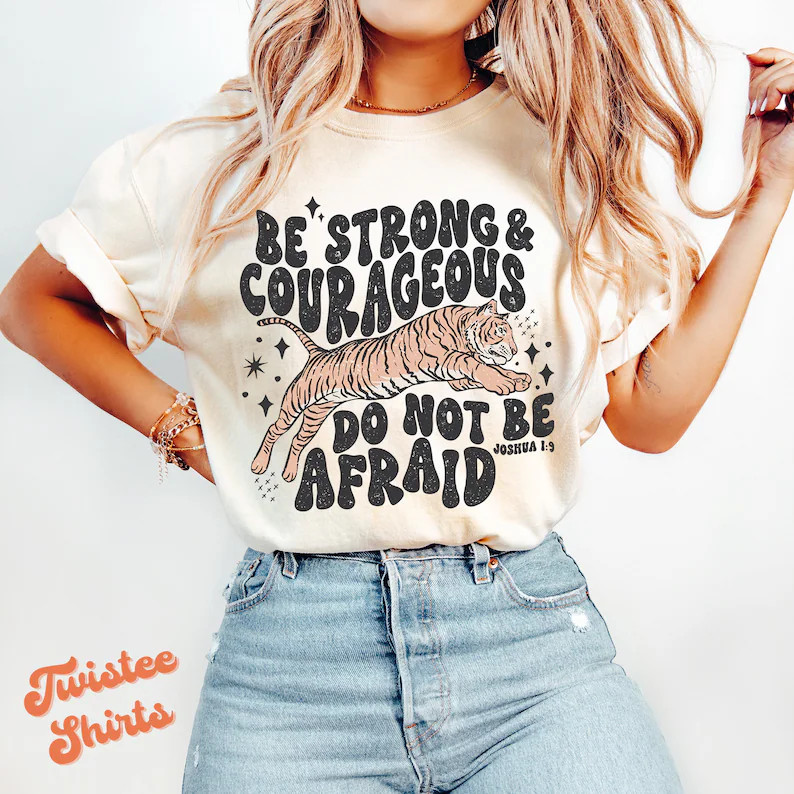 Christian Comfort Colors® Shirt - Be Strong Courageous Tiger Shirt - Womens Christian Religious ... | Etsy (US)
