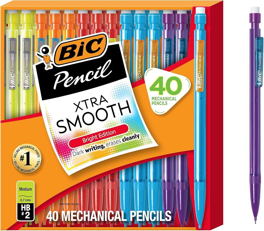 BIC Xtra Smooth Mechanical Pencil, 0.7 mm Medium Point, Refillable and Retractable, 40-Count Pack | Amazon (US)