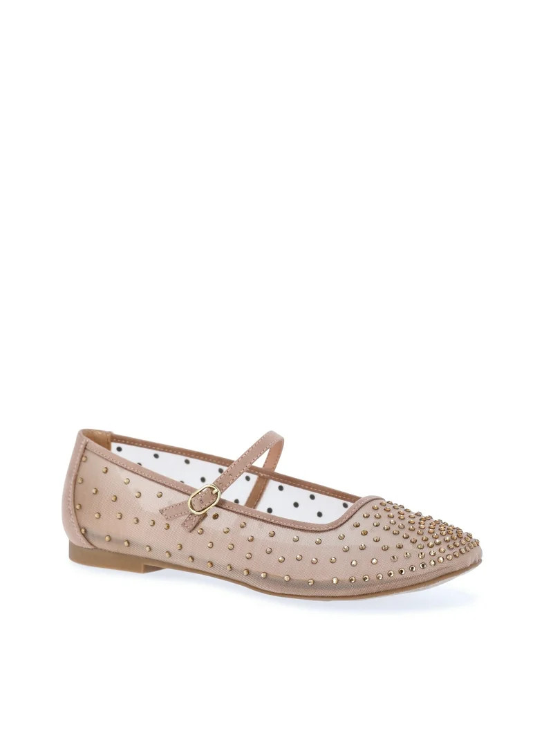 Time and Tru Women's Rhinestone Mary Jane Flats | Walmart (US)