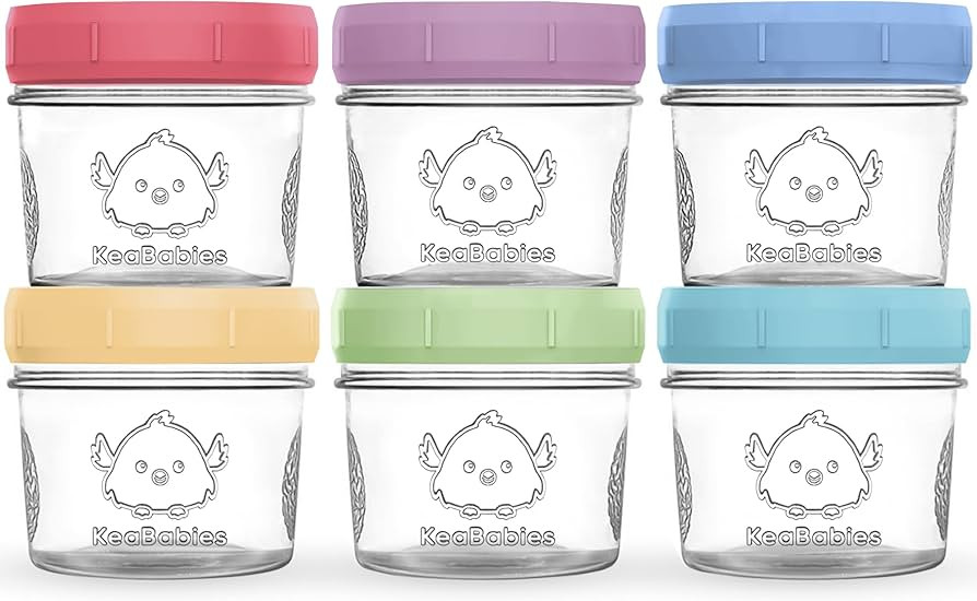 KeaBabies 6-Pack Glass Baby Food Containers - 4 oz Leak-Proof, Microwavable, Glass Baby Food Jars... | Amazon (US)