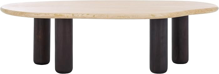 SAFAVIEH Couture Collection - Celestyn Travertine Top Coffee Table with Walnut Solid Wood Legs, M... | Amazon (US)