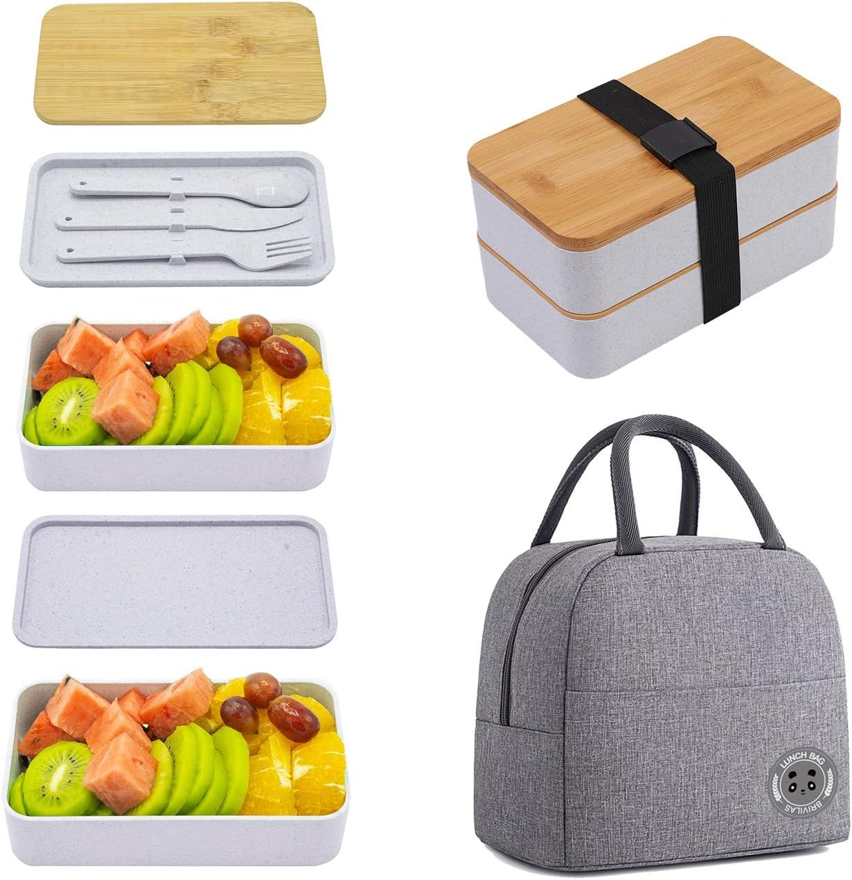 Amazon.com: Japanese Bento Box,2 Layer Lunch Box , Meal Prep Lunch Container with Bamboo Chopping... | Amazon (US)