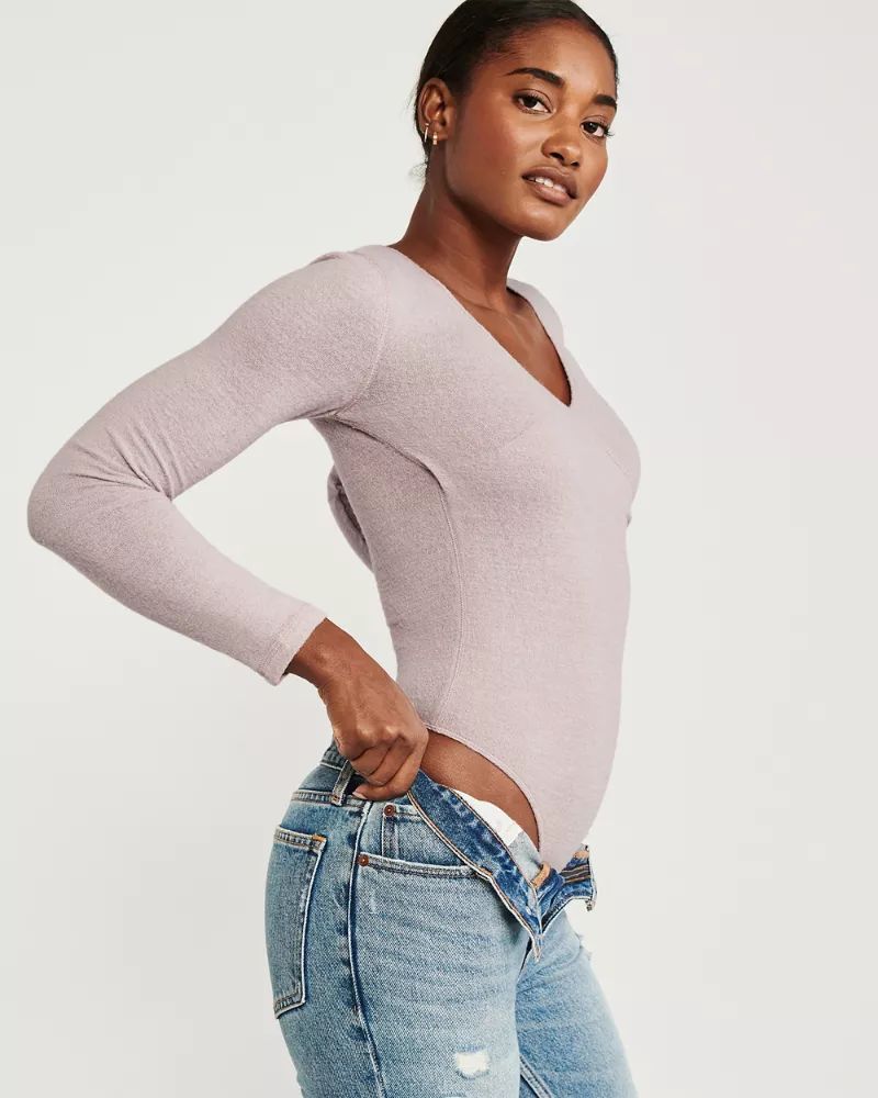 Long-Sleeve Cozy Wrap-Front Bodysuit | Abercrombie & Fitch US & UK