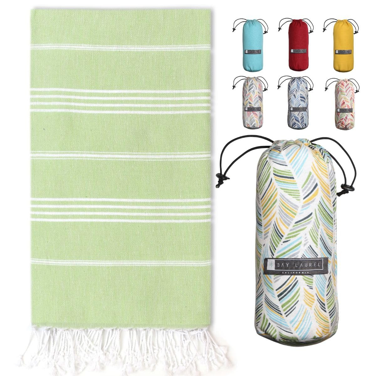 BAY LAUREL Turkish Beach Towel with Travel Bag 39 x 71 Quick Dry Sand Free Lightweight Large Over... | Amazon (US)