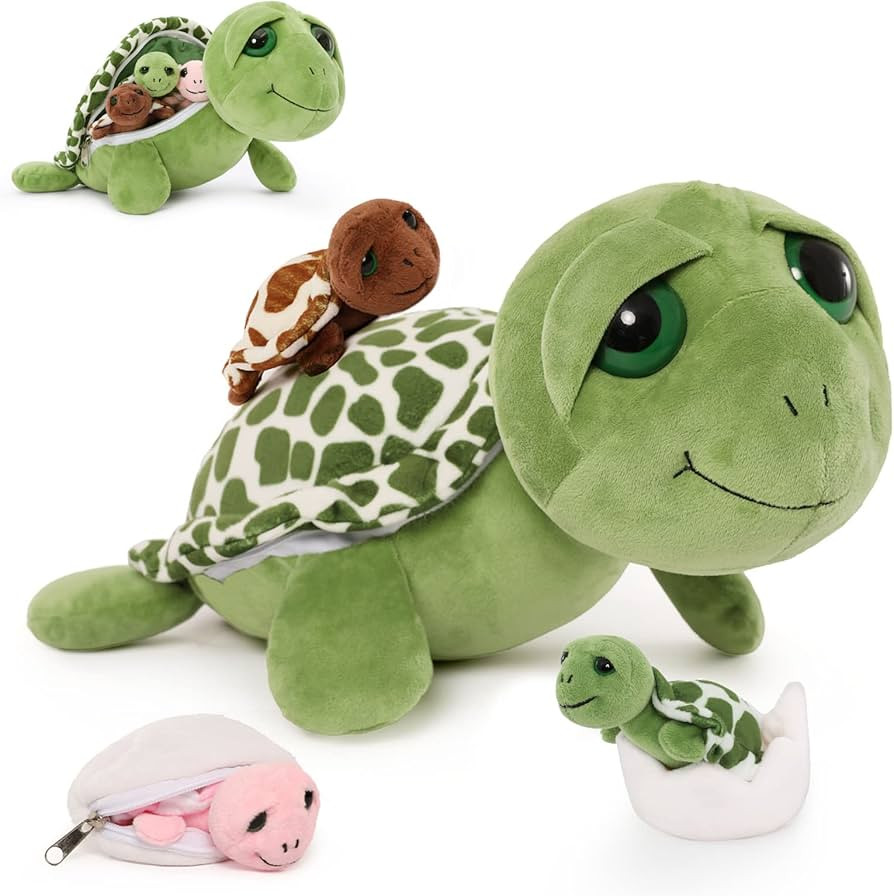 6Pcs Turtle Stuffed Animals with Three Babies Inside Shell,14" Sea Turtle Plush Pillow Toy with T... | Amazon (US)