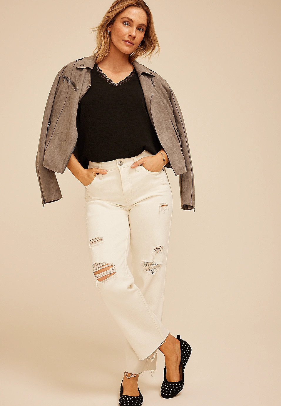 Lace Trim V Neck Tank Top | Maurices