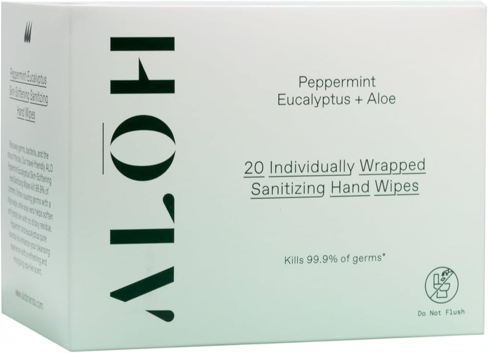 ALŌH Skin - Softening Sanitizing Hand Wipes – Peppermint + Eucalyptus Aloe (1 Box of 20 Indivi... | Amazon (US)