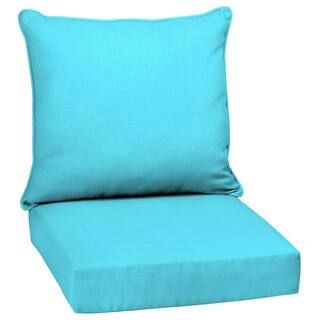 ARDEN SELECTIONS 24 in. x 24 in. 2-Piece Deep Seating Outdoor Lounge Chair Cushion in Pool Blue L... | The Home Depot