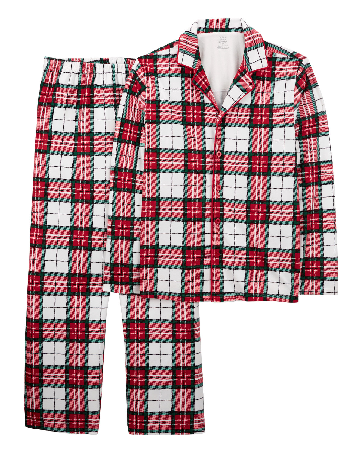 Adult 2-Piece Plaid Fleece Coat Style Pajamas | Carter's Inc
