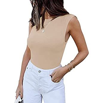 ReoRia Women's Sexy Sleeveless Racer Back Halter Neck Bodysuit Tank Tops | Amazon (US)