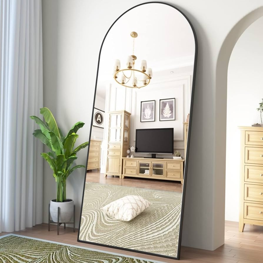ZHUNFA 71x32 Arched Full Length Floor Mirror, Oversized Large Wall Stand Mirror, Aluminum Full Bo... | Amazon (US)