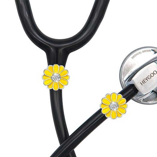 HEYGOO 2 Pack Sunflower Bling Stethoscope Charms, Unique Stethoscope Id Name Tag for Doctor Nurse | Amazon (US)