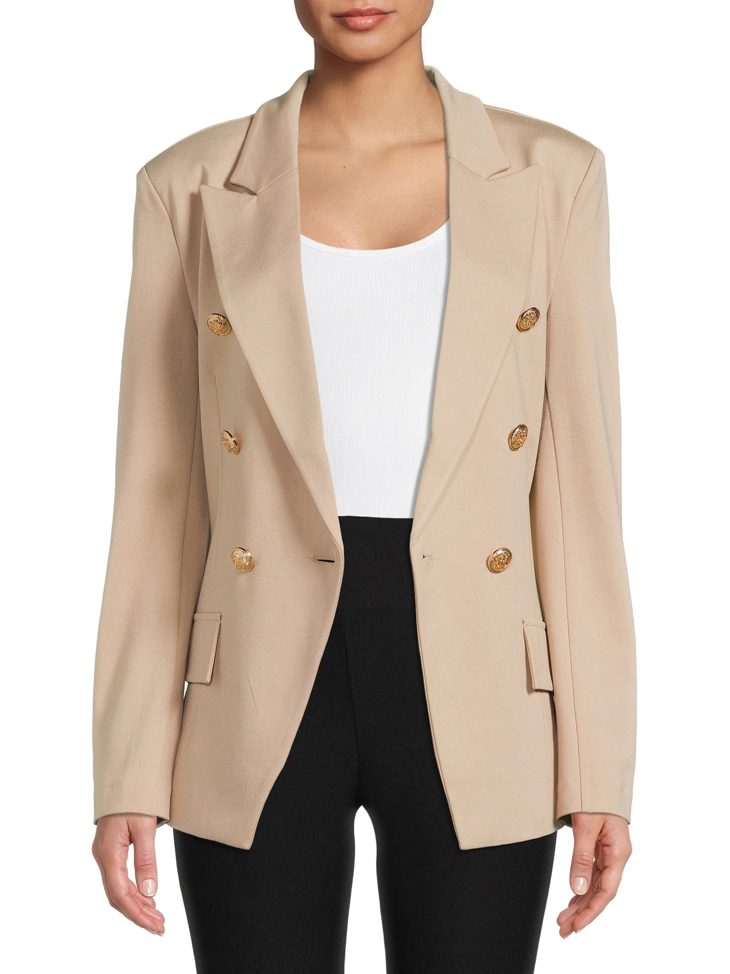 Attitude Unknown Women's Metallic Button Blazer - Walmart.com | Walmart (US)