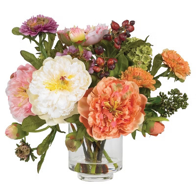 Nearly Natural 10-in Peony Artificial Arrangement | Target