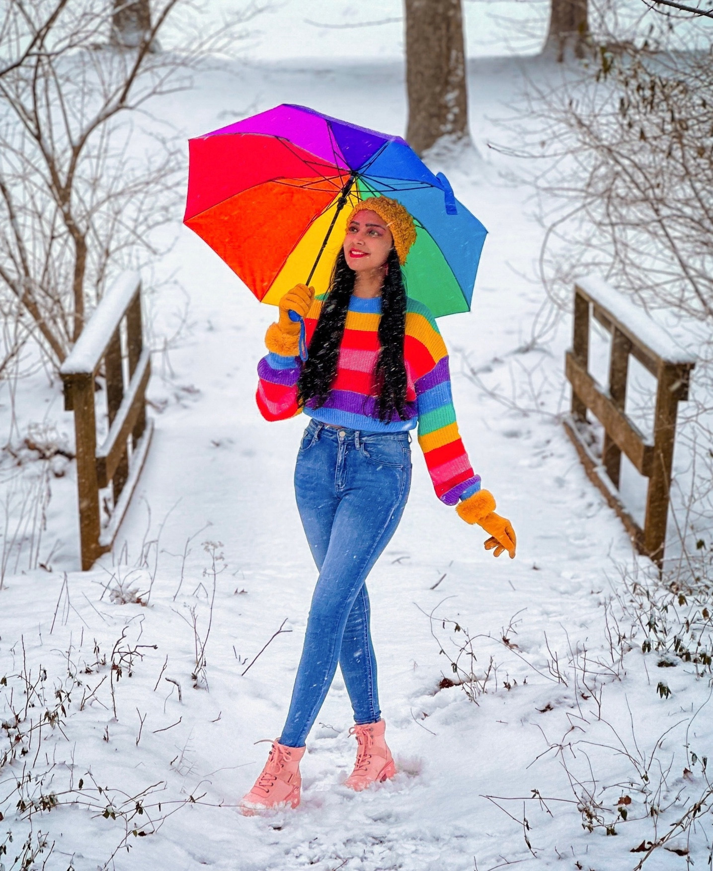 Let’s paint the winter 🌈

How beautiful this rainbow sweater looks in the snowy background. You definetly need one this winter to beat the gloom🌈

Rainbow sweater, winter ootd, winter wear, winter outfits, pink boots, combat boots, ootd, outfit inspo, outfit inspiration 

#LTKMostLoved #LTKSeasonal #LTKstyletip