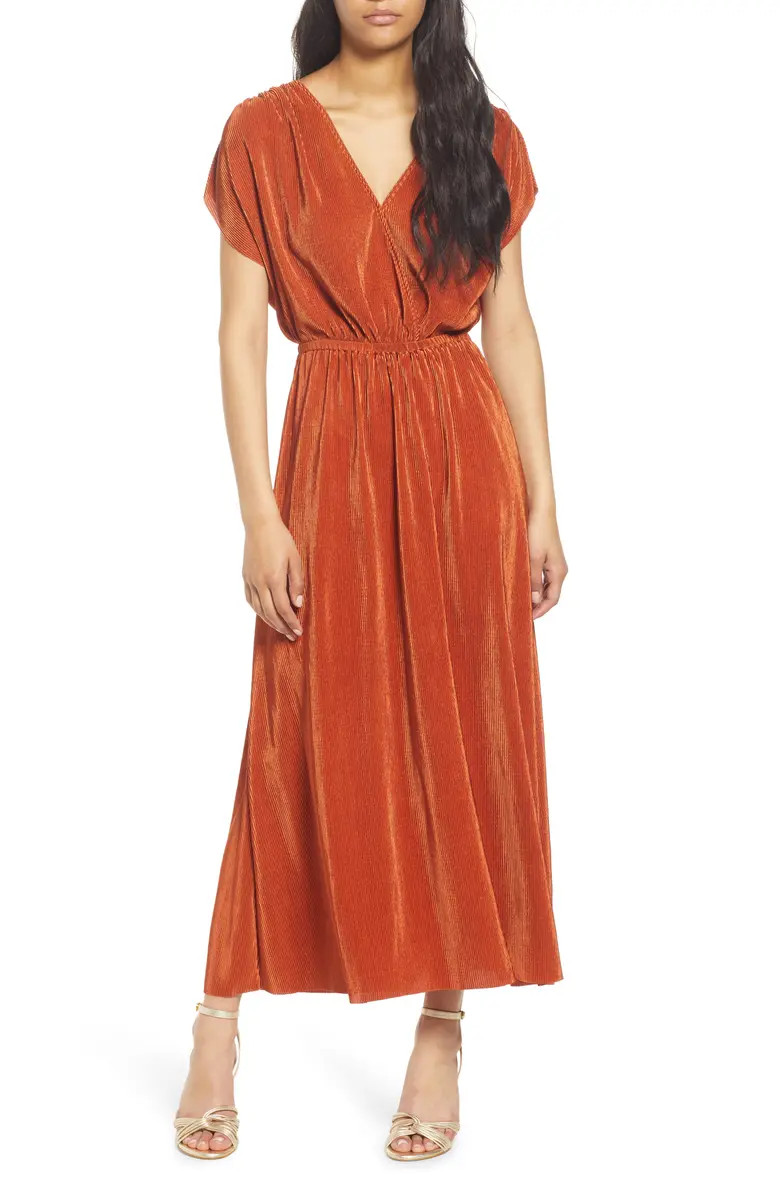 Plissé Pleated Surplice Dress | Nordstrom